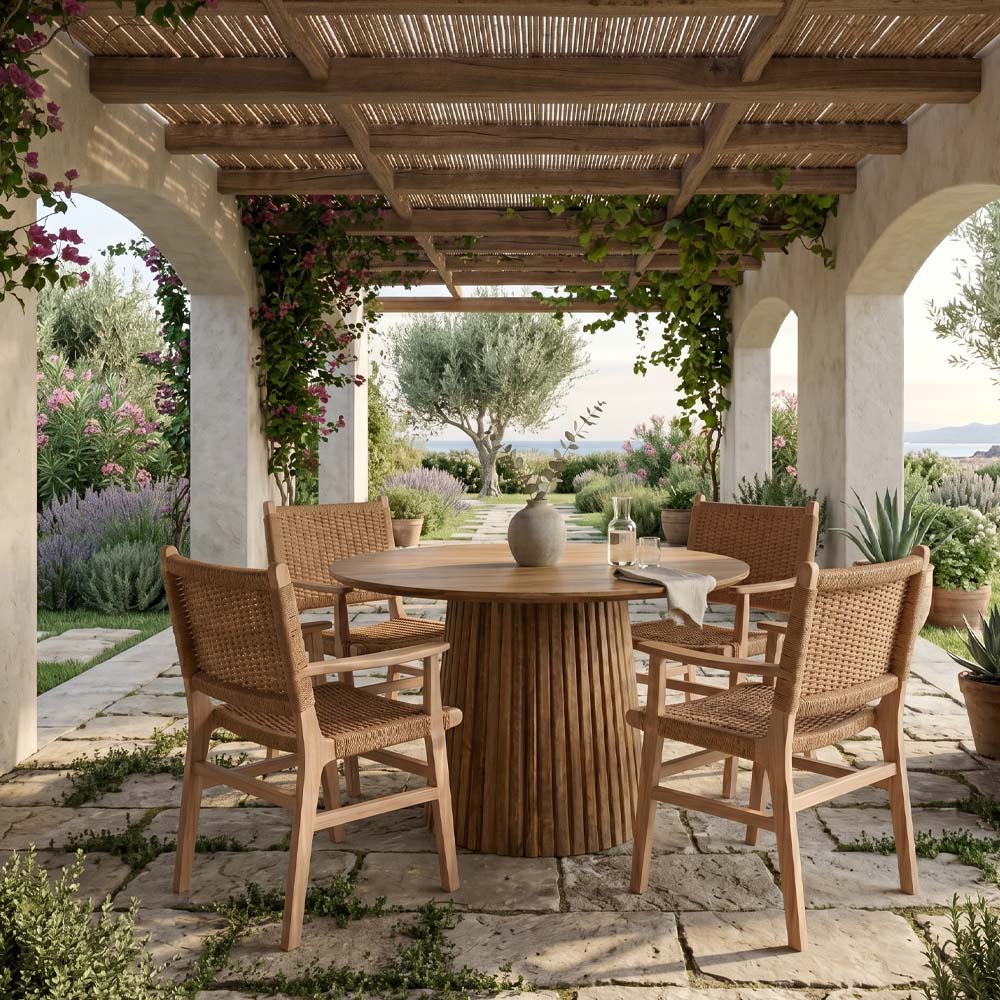 Terra Living dining set σε στεγασμένη βεράντα με θέα